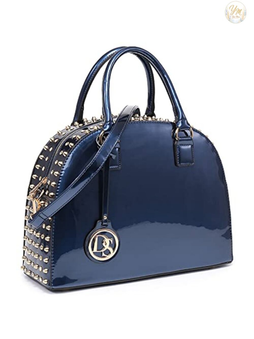Women's Patent Leather Dome Satchel Purse Work Tote Structured Shoulder Bag